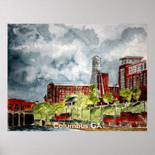 Póster arte da caminhada do rio do riverwalk de Columbo