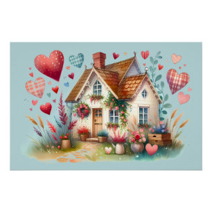 Póster Arte da Casa do Coração Caprichoso Cottagecore