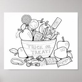Poster Arte da Cena de Coloração do Halloween Candy Bowl