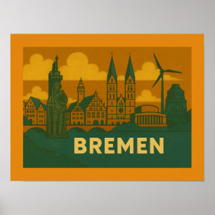 Poster Arte da Cidade de Bremen Alemanha