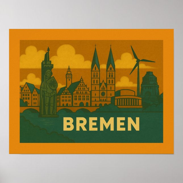 Poster Arte da Cidade de Bremen Alemanha (Frente)