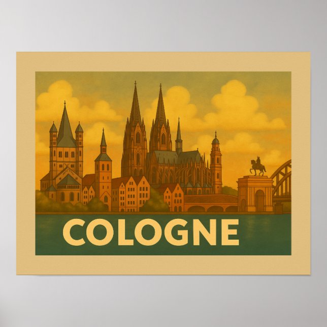 Poster Arte da Cidade de Colônia Alemanha (Frente)