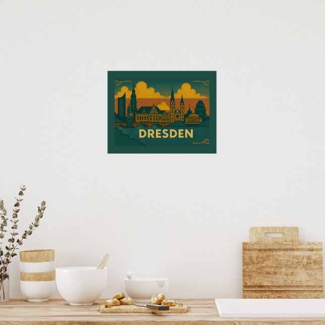 Poster Arte da Cidade de Dresden Alemanha (Cozinha)