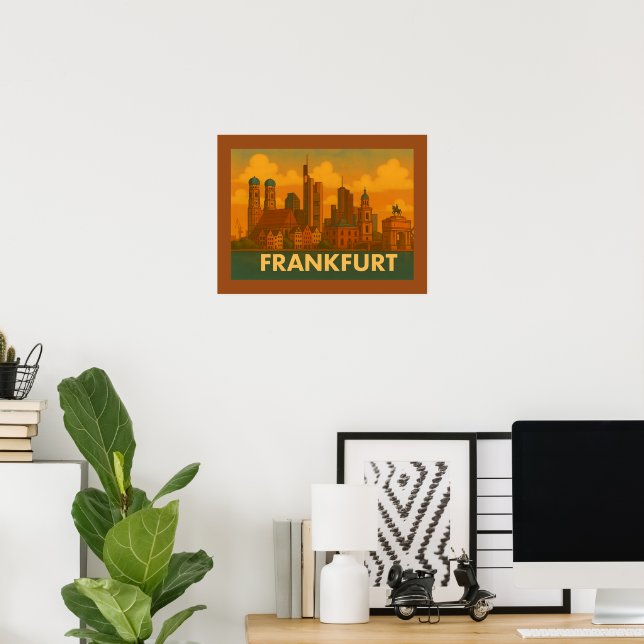 Poster Arte da Cidade de Frankfurt Alemanha (Escritório em casa)