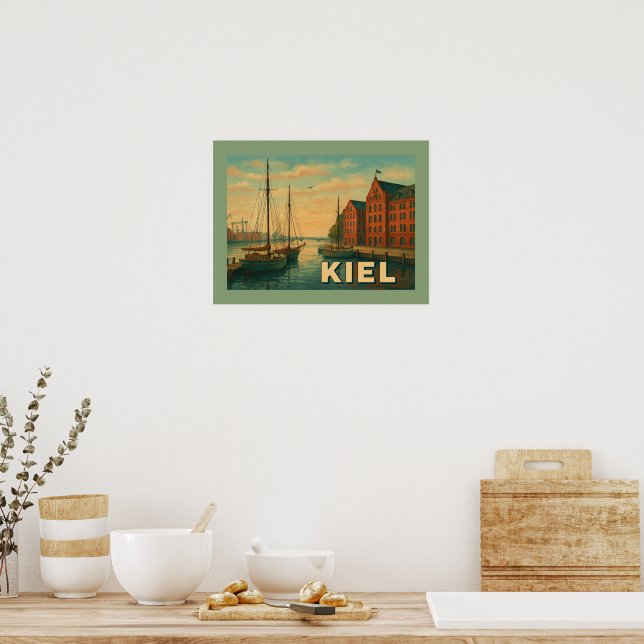 Poster Arte da Cidade de Kiel Alemanha (Cozinha)