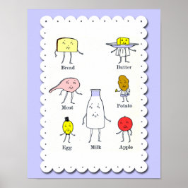 Póster Arte da Cozinha do Comida Vintage Favorita