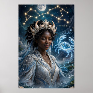 Poster Arte da Deusa Negra do Câncer Lunar