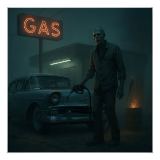 Póster Arte da Estação de Gás Zombie MCM