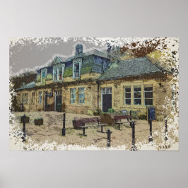 Poster Arte da Estação Ferroviária de Hebden Bridge