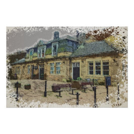 Póster Arte da Estação Ferroviária de Hebden Bridge