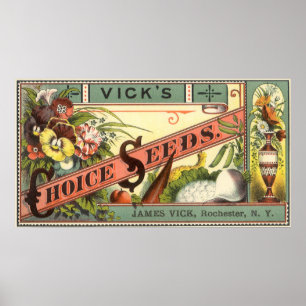Póster Arte da etiqueta do pacote da semente do vintage,