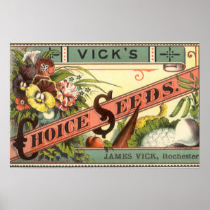 Póster Arte da etiqueta do pacote da semente do vintage,