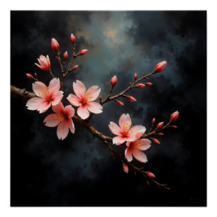 Póster Arte da Flor de Pêssego Vietnamita