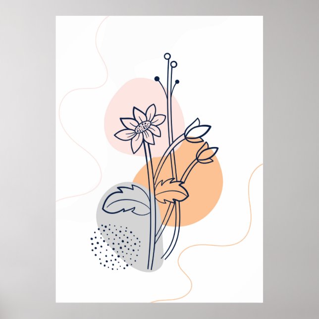 Poster Arte da linha de flores botânica (Frente)