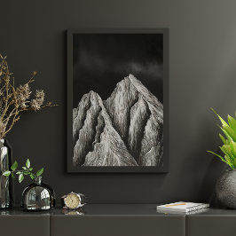 Póster Arte da Linha de Montanha Minimalista
