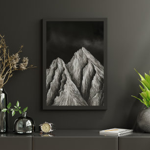 Póster Arte da Linha de Montanha Minimalista