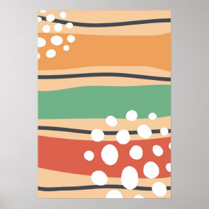 Poster arte da linha de onda abstrato retro
