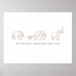 Poster Arte da linha do solteiro - elefante