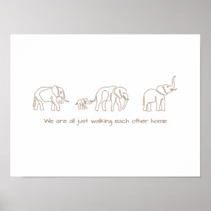 Poster Arte da linha do solteiro - elefante