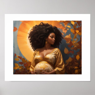 Poster Arte da maternidade afro-mulher grávida