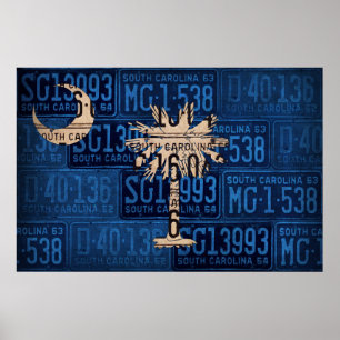 Póster Arte da matrícula da bandeira do estado de South
