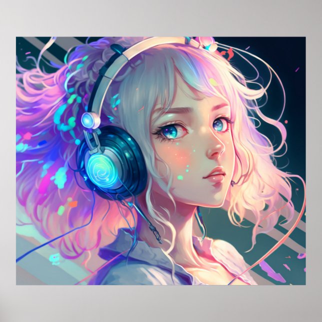 Poster Arte da Menina de Animação LoFi (Frente)