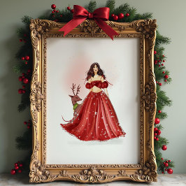 Poster arte da menina de Natal 