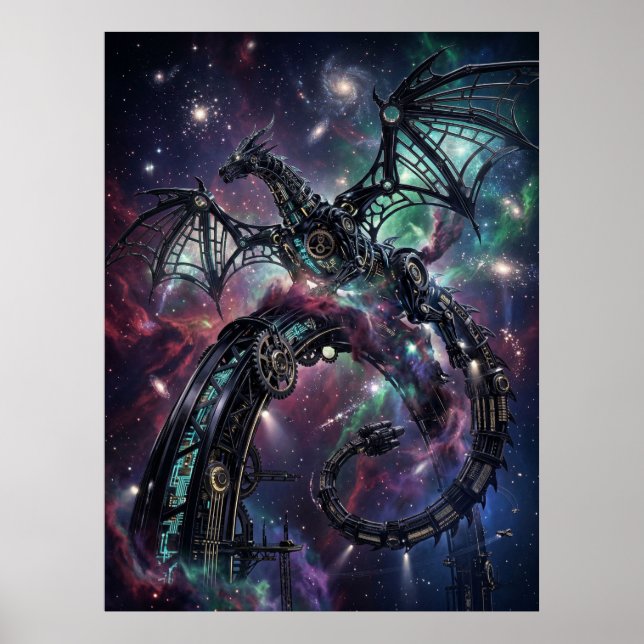 Poster Arte da Nebulosa Mecânica Obsidiana (Frente)