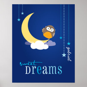 Póster ARTE DA PAREDE:: coruja - sonhos doces 2