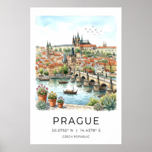 Poster Arte da Parede da Cidade de Praga Ponte Carlos, Ri