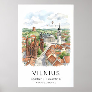Poster Arte da Parede da Cidade de Vilnius - Horizonte De