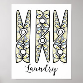 Póster Arte da Parede da Sala de Lavagem de Clothespin