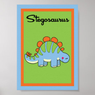 Póster arte da parede dos dinossauros do Stegosaurus 5X7