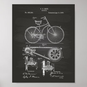 Póster Arte da patente da bicicleta 1890 - quadro