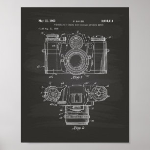Póster Arte da patente da câmera fotográfica 1959 -
