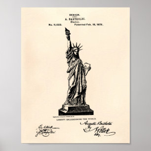 Póster Arte da patente da estátua da liberdade 1879 -