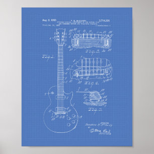 Póster Arte da patente da guitarra 1955 - modelo