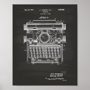 Póster Arte da patente da máquina de escrever 1941 -