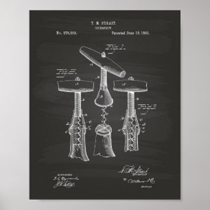 Póster Arte da patente do Corkscrew 1883 - quadro