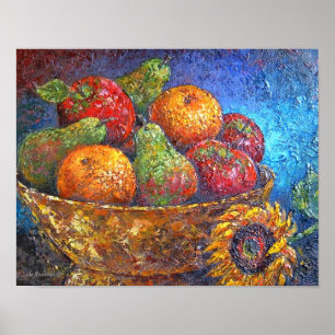 Poster Arte da pintura da cesta de fruta - multi