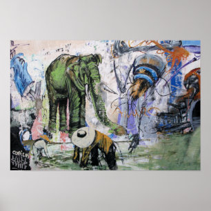 Póster Arte da rua do elefante do Las Palmas