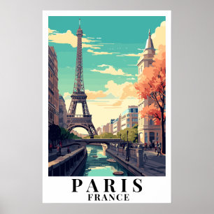 Poster Arte da Torre Eiffel de Viagens Antigas Paris Fran