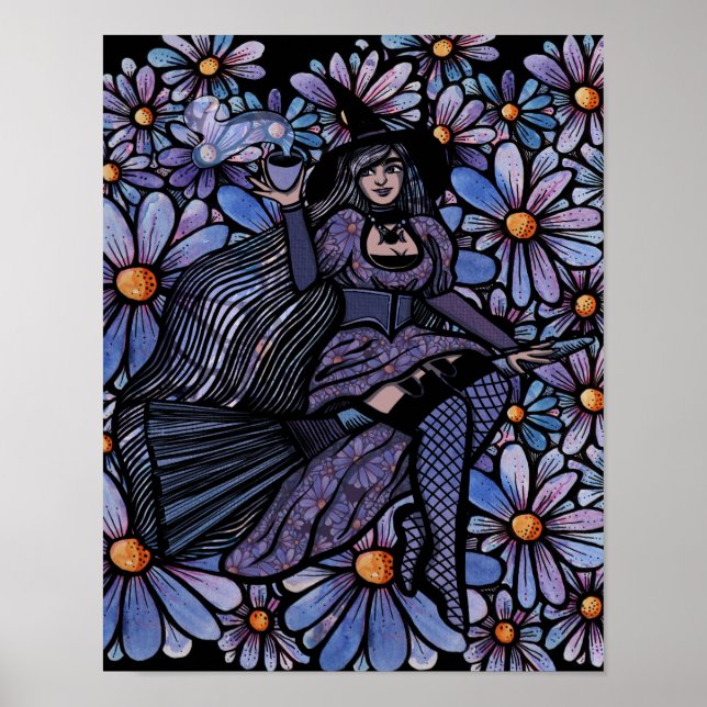 Poster Arte Daisy de Bruxa de Café Roxo (Frente)
