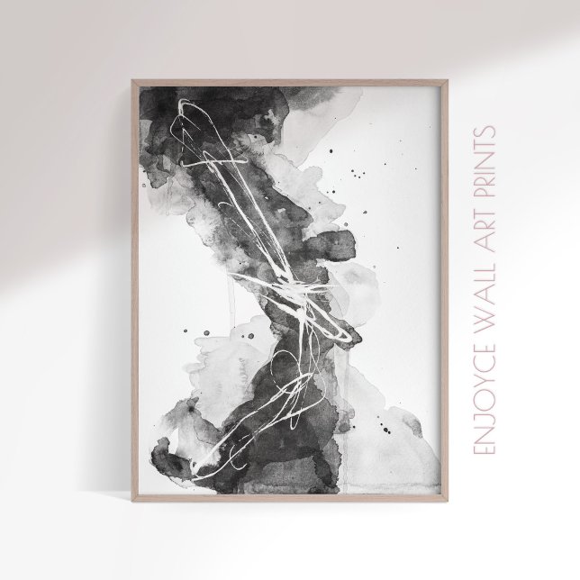 Poster Arte de abstrato branco e preto expressivo (Criador carregado)