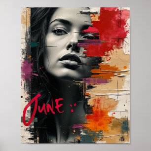 Poster Arte de Abstrato de Colagem de Mídia Mista com Neg