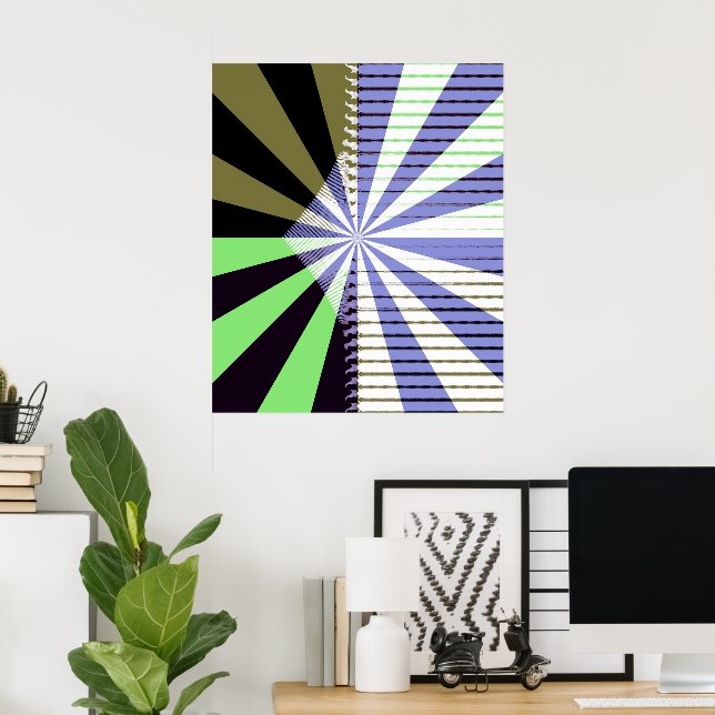 Poster Arte de Abstrato do Meio século Sun Retroativo (Escritório em casa)