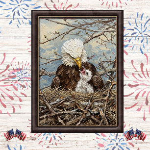 Poster Arte de Águia Americana e Ninho de Aguieta