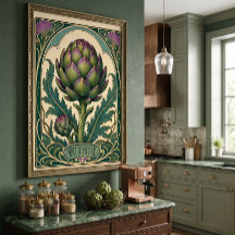 Arte de Alcachofra Antiga no Estilo Arte Nova para