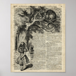 Poster Arte de Alice e de estêncil de Cheshire na págin