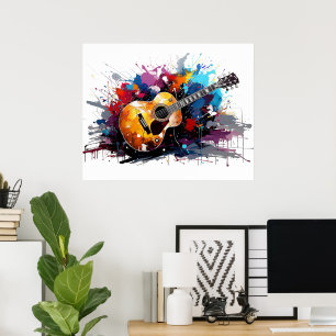 Poster Arte de Amante de Música de Guitarra Abstrata Artí
